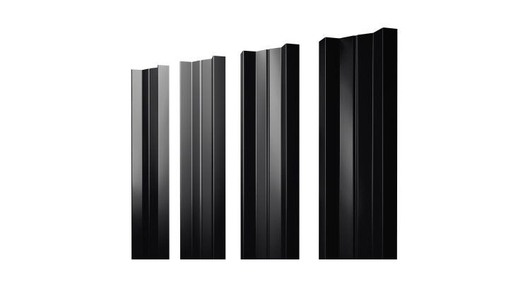 Штакетник М-образный А с прямым резом 0.5 Satin Matt RAL 9005 черный