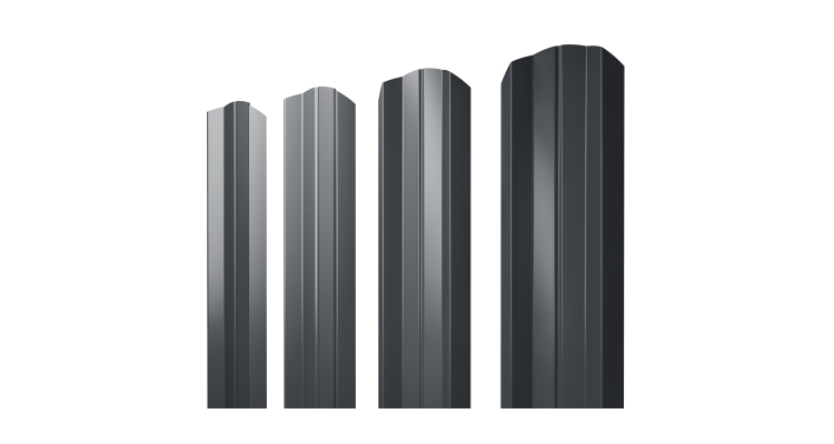 Штакетник М-образный А фигурный 0,4 PE RAL 7024 мокрый асфальт