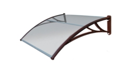 Козырек Krovent из поликарбоната 1500х930х280 прозрачный (коричневый кронштейн)