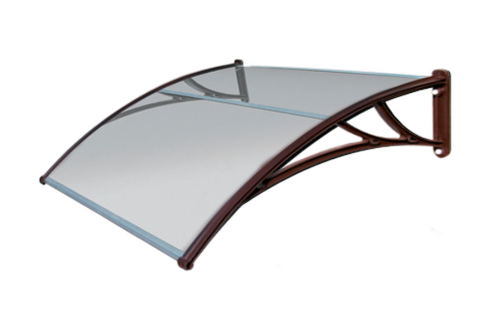 Козырек Krovent из поликарбоната 1500х930х280 прозрачный (коричневый кронштейн)