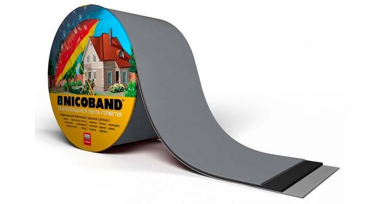 Лента герметизирующая Технониколь Nicoband самоклеящаяся 10мх20см, темно-серая